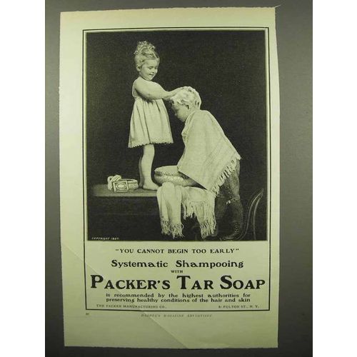 1902 Packer's Tar Soap Ad - Cannot Begin Too Early