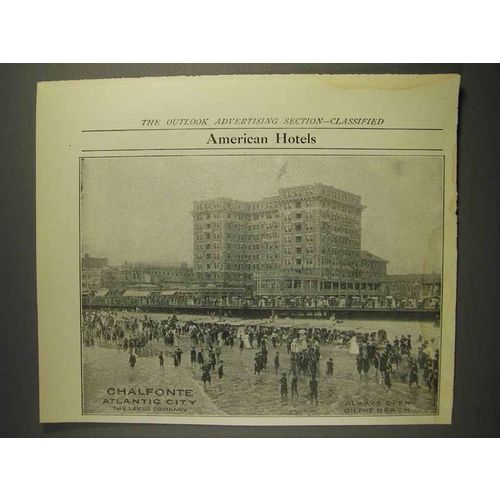 1914 Chalfonte Atlantic City Hotel Ad - Open on Beach