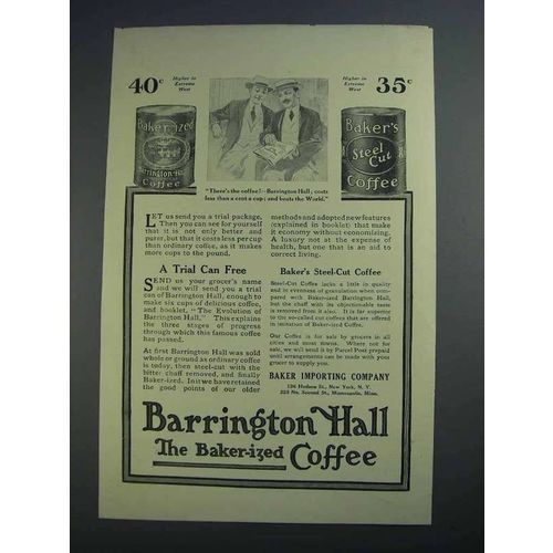 1915 Baker's Steel Cut & Barrington Hall Coffee Ad