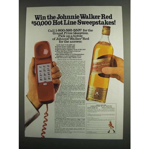 1984 Johnnie Walker Red Label Scotch Ad - Hot Line
