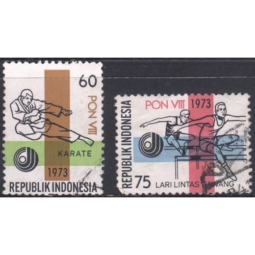 Indonesia 1973 - SG1332/3 - 60r & 75r - Karate & Hurdling - used