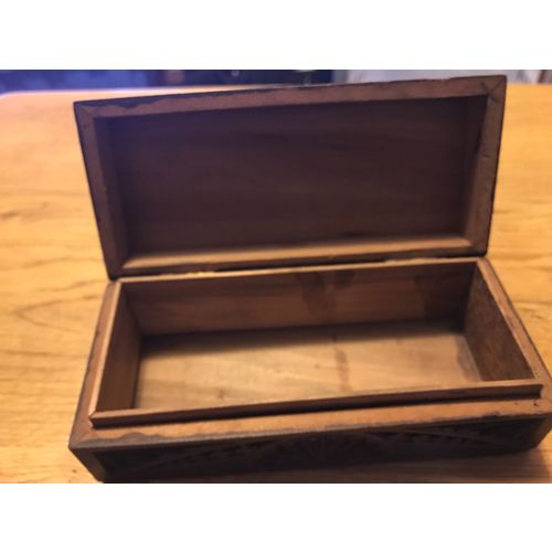 Wooden Chip Art Trinket Collectable Box with Hinged Cover