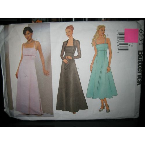 Butterick #6534 Misses Evening Dress & Shrug Pattern - Sizes 6/8/10