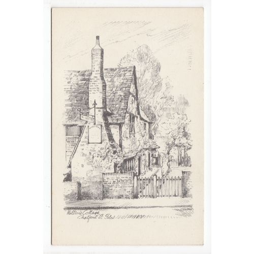 Milton's Cottage Chalfont St Giles Sketch Postcard Buckinghamshire