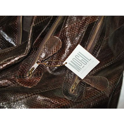 Mogil Huge Snakeskin New Leather XXL Bag Handbag Overnight Travel Satchel Brown