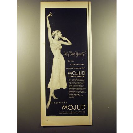 1950 Mojud Slip Ad - Why strap yourself?