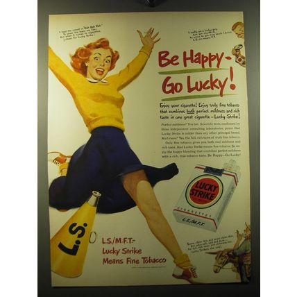 1950 Lucky Strike Cigarettes Advertisement - Be happy - go Lucky