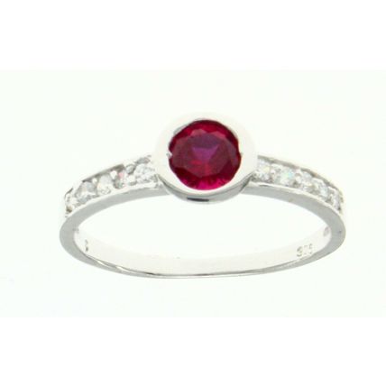 New Real Solid 925 Sterling Silver Red Bezel CZ Eternity Wedding Band Ring