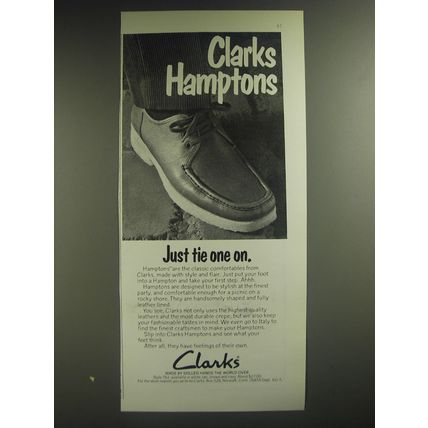 1974 Clarks Hamptons Shoes Advertisement - Just tie one on