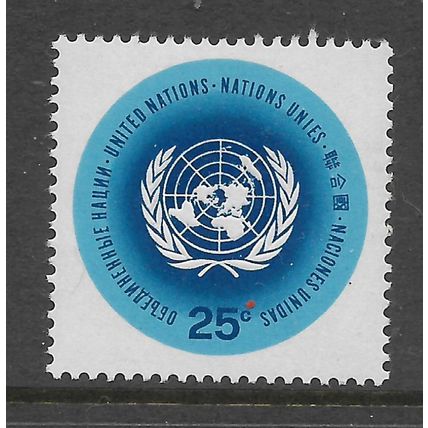 UNITED NATIONS 1965 25c UN EMBLEM ULTRAMARINE & BLUE SG 149 M MINT#