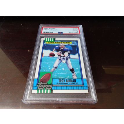 1990 Topps Football Card # 482 Troy Aikman PSA Mint (9) Dallas Cowboys