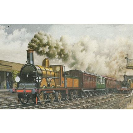LB & SC Eastbourne Pullman Train Painting 214 Horley Station Old Painting Postca