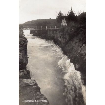 Trout Fishing at Huka Rapids Taupo New Zealand WW1 RPC Postcard