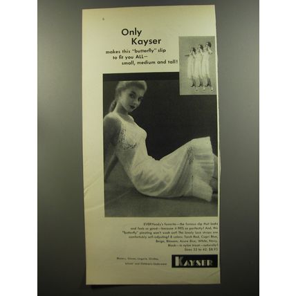1953 Kayser Butterfly Slip Ad - Only Kayser makes this Butterfly slip to fit