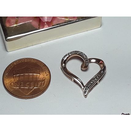 15cttw Natural Round Diamond 10Kt Rose Gold freeform Open Heart Pendant #18382