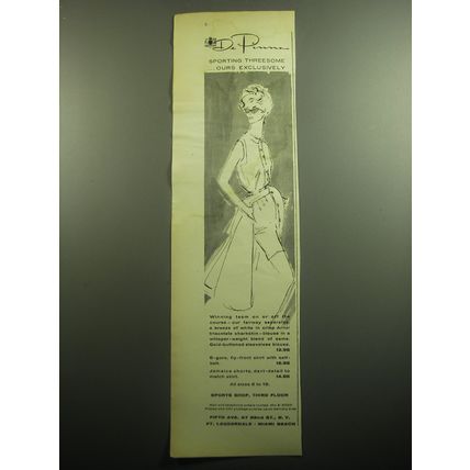 1958 De Pinna Blouse, Skirt and Shorts Ad - De Pinna sporting threesome