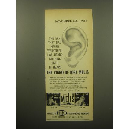 1959 Seeco Records Advertisement - Piano of Jose Melis