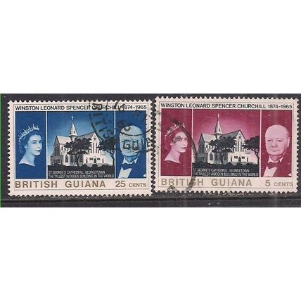 British Guiana 1965 QE2 Set Churchill used SG 374-375 ( D153 )