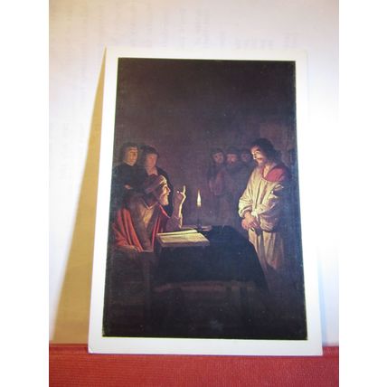 CHRIST BEFORE THE HIGH PRIEST painting by Gerrit Honthorst unused postcard art =