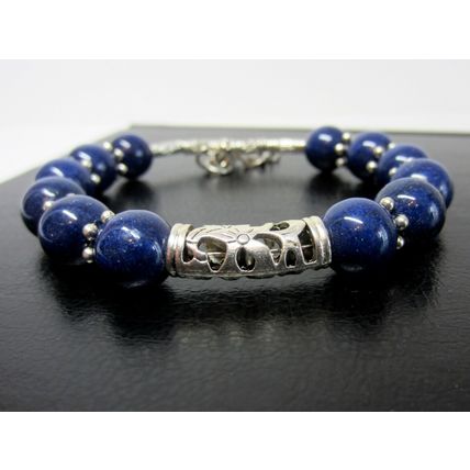 Beautiful Tibetan Silver Bracelet Blue Lapis Beads Tibetan Bangle Bracelet Gift
