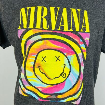 Nirvana Tie-Dye Drunk Face Logo Large Shirt T-Shirt