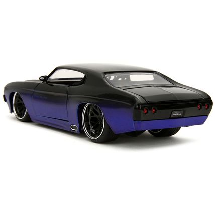 1971 Chevrolet Chevelle SS Black and Blue "Pink Slips" Series 1/24 Diecast Mo...