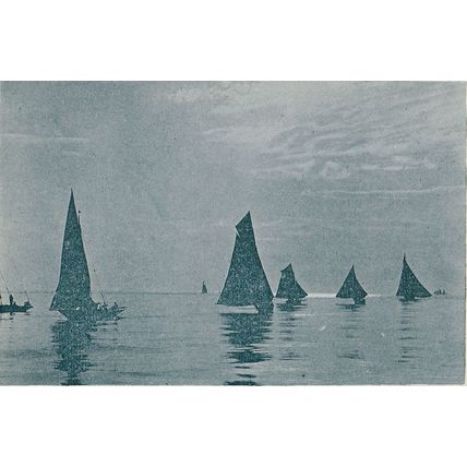 Ilfracombe Evening Coast Scene / Yachts Off The Coast 1900 Antique Print Picture