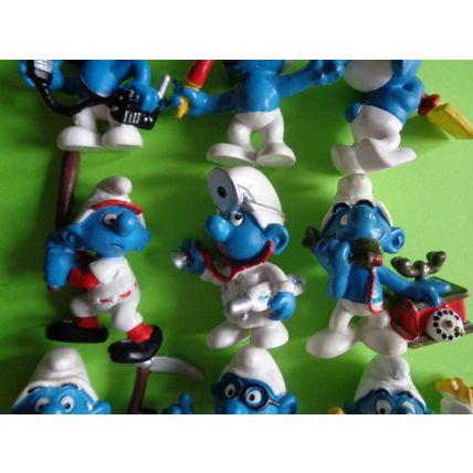 Job lot of 9 modern smurfs baseball player cb radio fries telephone