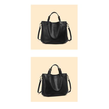 Genuine Leather Women Top Handle Shoulder Purses and Handbags Black
