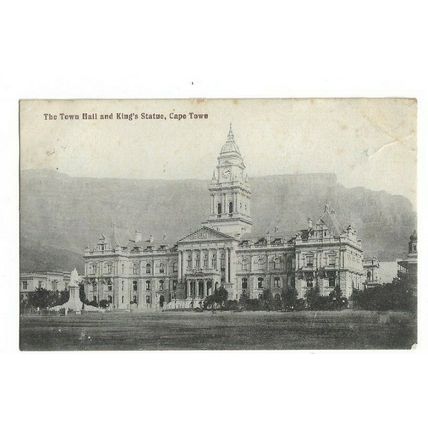 The Town Hall And King's Statue, Cape Town, South Africa, Postcard.
