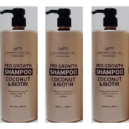 3 Dead Sea Collection Salon Professional Hair Pro Growth Shampoo Coconut Biotin
