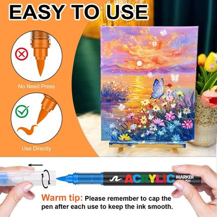 168 Colors Soft Brush Tip Acrylic Paint Markers Set, Pens for Rock, Wood, Fabric