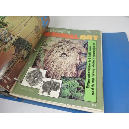 Binder LOT of 24 Macrame Craft Magazines Vintage Illumiating Pat Depke Animals