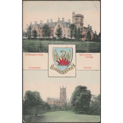 Agricultural College and Church, Cirencester, 1906 - WH Smith Postcard