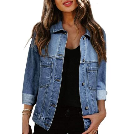 Light Blue Washed Oversize Pocketed Denim Jacket