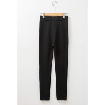 Black Crossed Waist Seamed Leg Thermal Leggings
