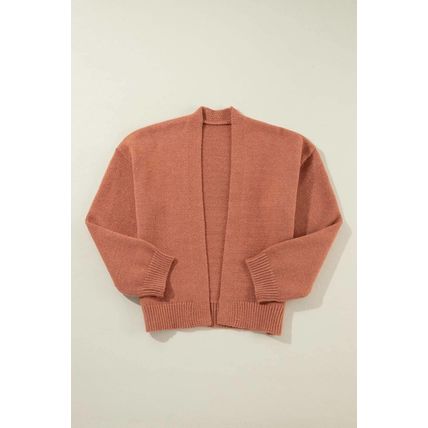 Light French Beige Drop Shoulder Open Front Cropped Cardigan