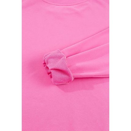Bonbon Plain Drop Shoulder Crewneck Pullover Sweatshirt