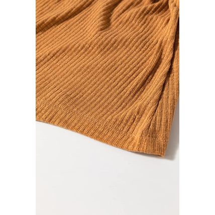 Straw Yellow Ribbed Front Knot Buttoned Thin Strap Tank Top