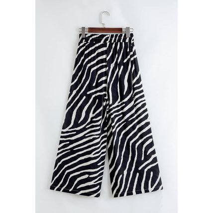 Black Zebra Striped Summer Wide Leg Pants
