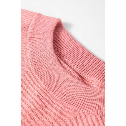Light Pink Ribbed Knit Half Sleeve Plus Size Poncho Style Sweater