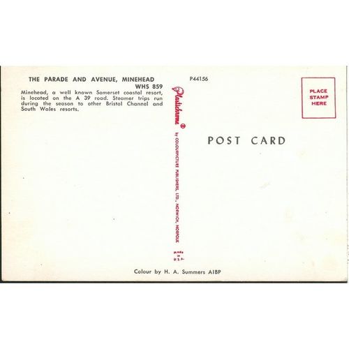 The Parade And Avenue, Minehead, Somerset - Plastichrome - WHS 859 P44156
