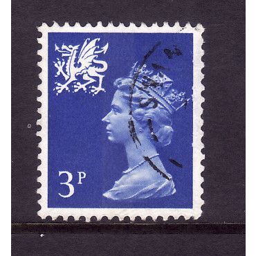 GREAT BRITAIN WALES 1974 SG W15 3p ULTRA MARINE 1 CENTRE BAND FINE USED#2