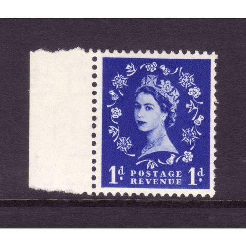 GREAT BRITAIN 1953 SG 516 1d ULTRAMARINE TUDOR WMK U/M MINT#3