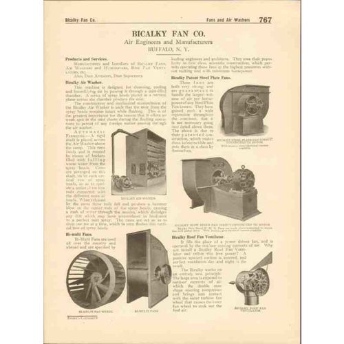 bicalky fan company 1916 air washer fans ventilator vintage catalog