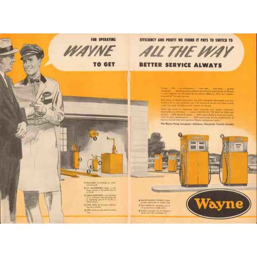 wayne pump company 1957 better service efficiency profit vintage ad