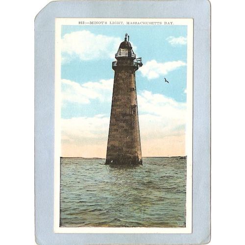 MA Boston Harbor Lighthouse Postcard Minot's Light lighthouse_box1~458