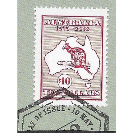 AUS 2013 $10 'KANGAROO AND MAP' ON BACKING PAPER FINE USED (EBID66-271)