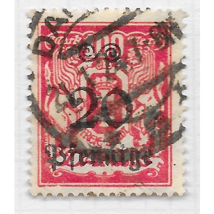 DANZIG 1923 SURCHARGES 20pf ON 100M USED Mi 182