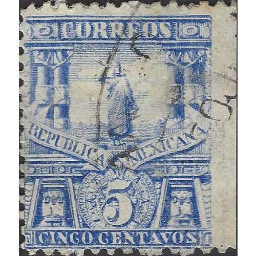 MEXICO, Statue of Cuauhtemoc, blue 1896, 5c, #2